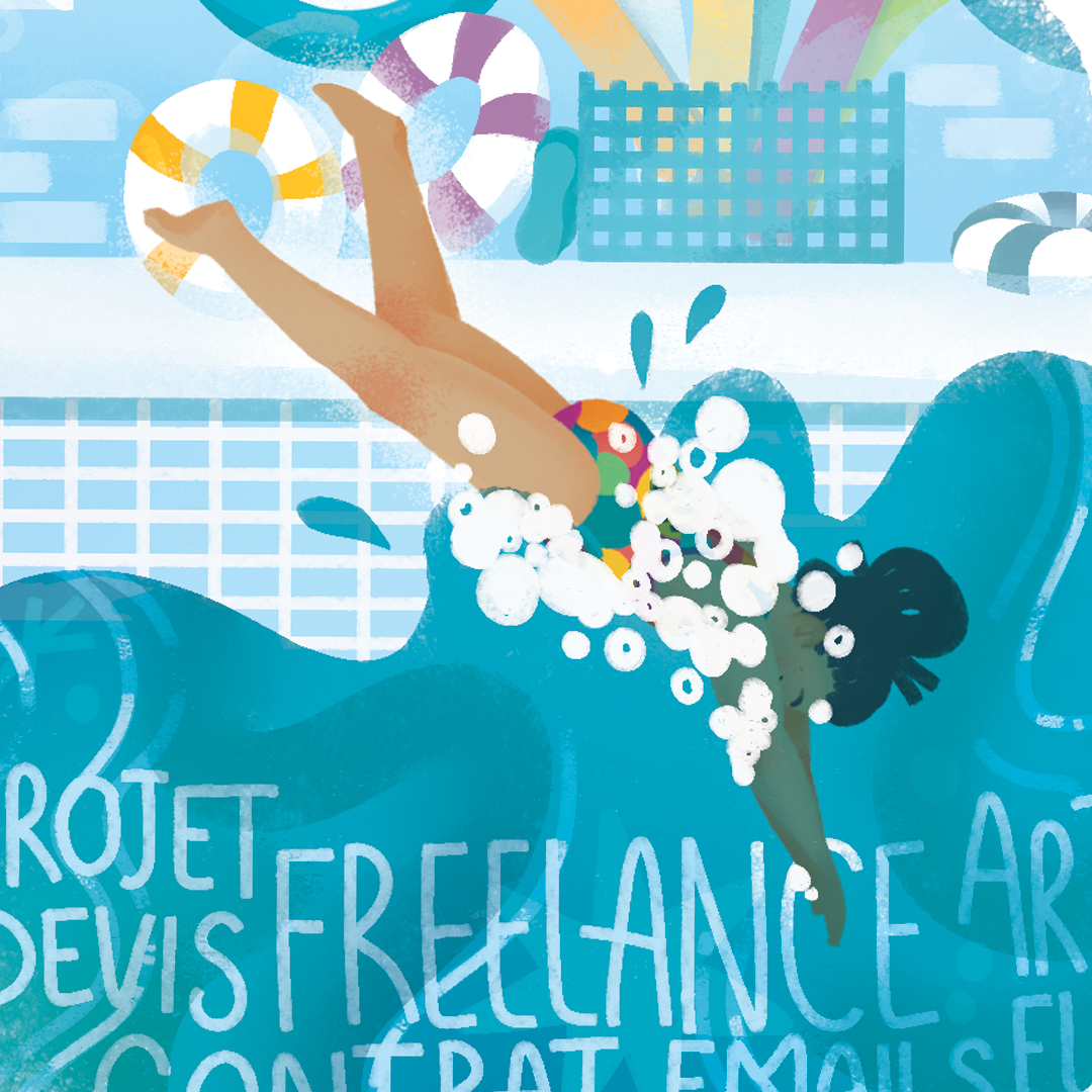 Illustration du plongeon dans la vie de freelance